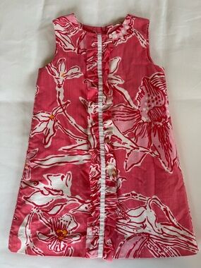 Lilly Pulitzer Pink and White Floral Sundress Girls Size 5